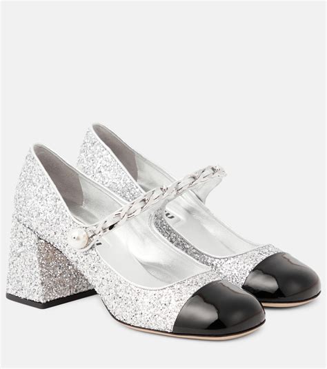 miu miu glitter pumps silber|Miu Miu Glitter Pumps .